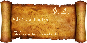 Váray Lantos névjegykártya